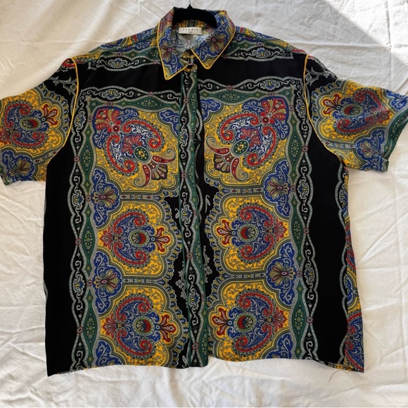 Authentic Sandro Boxy Fit Blouse Paisley Printed Button Up Top Shirt - Picture 1 of 1